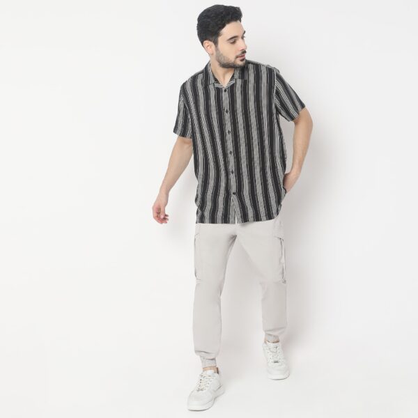 Retreat ®️ Shirt Premium 40s Fine Rayon Regular Fit Striped Shirt