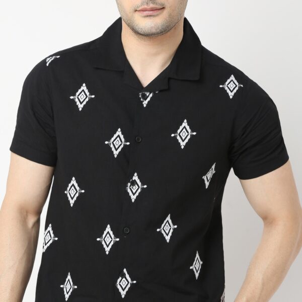 Trendy "BAE" Shirt Pure Cotton Embroidered Cuban Collar Regular Fit Shirt - Image 4