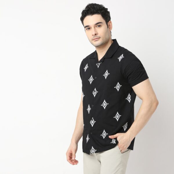 Trendy "BAE" Shirt Pure Cotton Embroidered Cuban Collar Regular Fit Shirt - Image 5