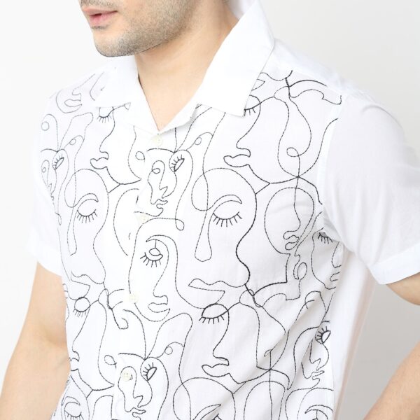 Trendy "BAE" Shirt Pure Cotton Embroidered Cuban Collar Regular Fit Shirt - Image 14