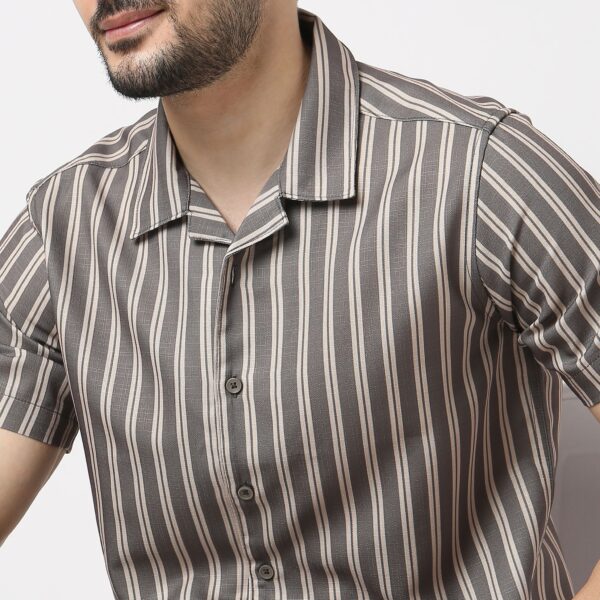 Retreat™ Shirts - Core Slub Printed Pattern Rich Fabric - Trendy Cuban Collar - Regular Fit Shirt - Image 4