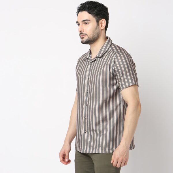 Retreat™ Shirts - Core Slub Printed Pattern Rich Fabric - Trendy Cuban Collar - Regular Fit Shirt - Image 5