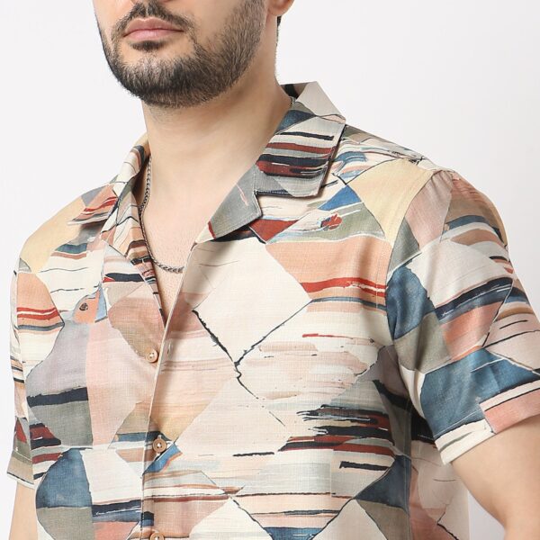 Retreat™ Shirts - Core Slub Printed Pattern Rich Fabric - Trendy Cuban Collar - Regular Fit Shirt - Image 9