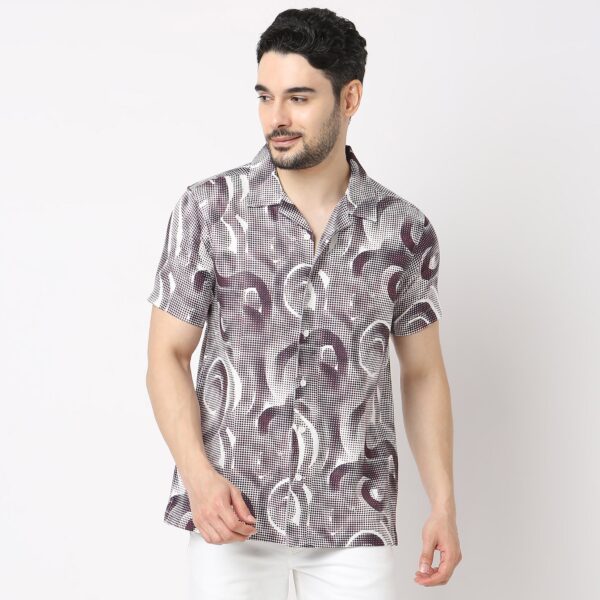 Retreat™ Shirts - Core Slub Printed Pattern Rich Fabric - Trendy Cuban Collar - Regular Fit Shirt - Image 12