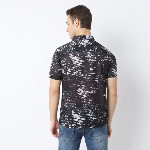 Retreat™ Shirts - Printed Pattern Rich Knitted Stretch Fabric - Trendy Cuban Collar - Regular Fit Shirt - Image 3