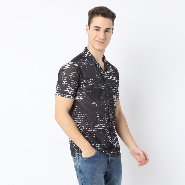 Retreat™ Shirts - Printed Pattern Rich Knitted Stretch Fabric - Trendy Cuban Collar - Regular Fit Shirt - Image 5