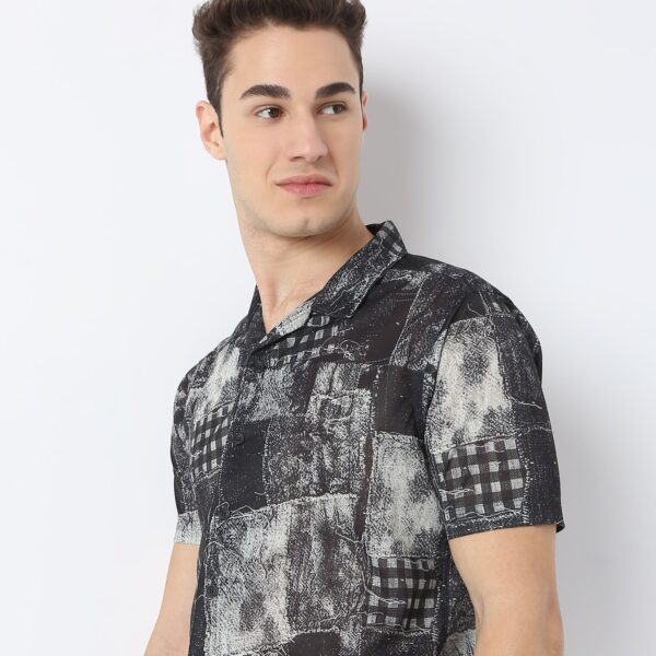 Retreat™ Shirts - Printed Pattern Rich Knitted Stretch Fabric - Trendy Cuban Collar - Regular Fit Shirt - Image 14