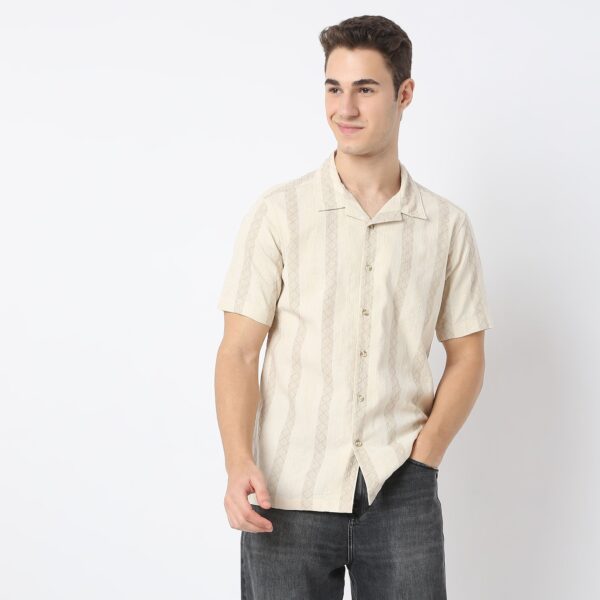 Mood™ Shirt - Cotton Structure - Natural Blend - Regular Fit Cuban Collar Shirt - Image 2