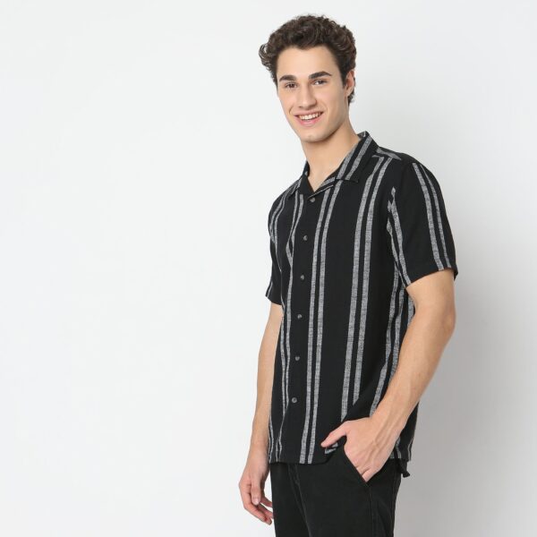 BAE Special Weave Shirts - Regular Fit Yarn Dyed Cuban Collar Shirt - Image 5