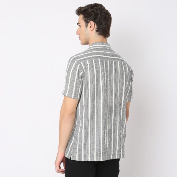 Mood™ Shirts - Raw Cotton Camp Collar Yarn Dyed Stripes - Regular Fit - Image 8