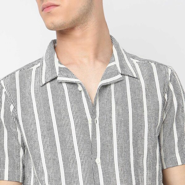 Mood™ Shirts - Raw Cotton Camp Collar Yarn Dyed Stripes - Regular Fit - Image 9