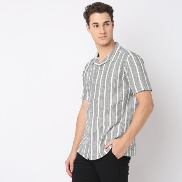 Mood™ Shirts - Raw Cotton Camp Collar Yarn Dyed Stripes - Regular Fit - Image 10