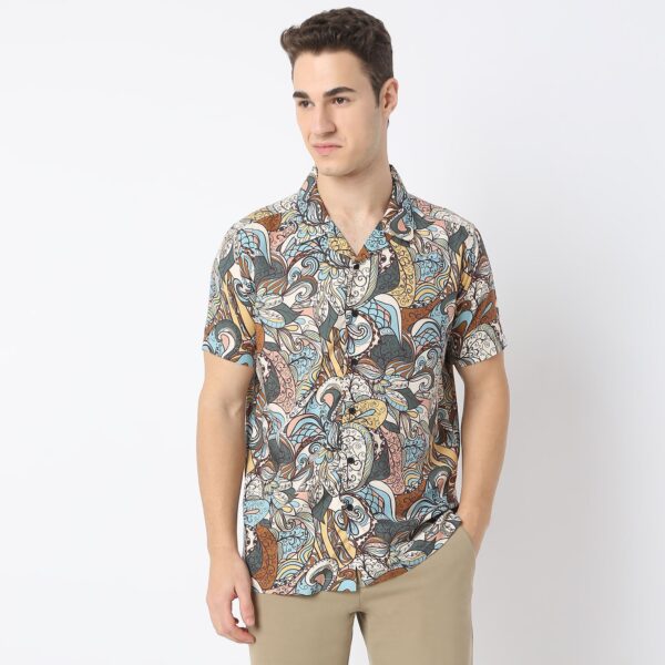 Retreat™ Shirts - Printed Pattern Rich Fabric - Trendy Cuban Collar - Regular Fit Shirt - Image 2