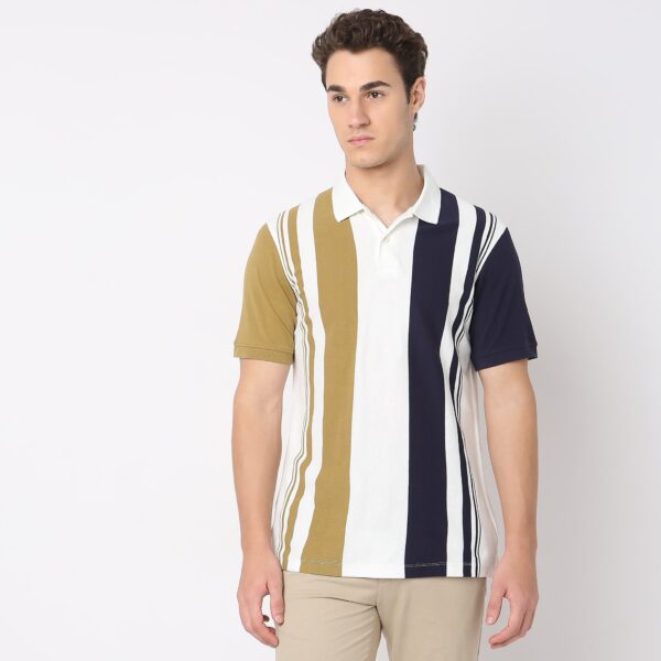 Weekend Polo™ - Exclusive Vertical Stripes Pattern Regular Fit Polo T-Shirt - Image 2