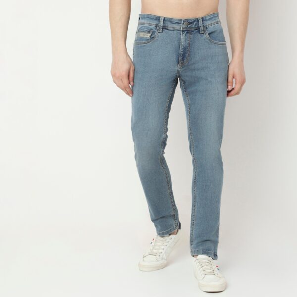 Union of Denim Extra Strtech Indigo "Knit" Fabric  Vintage Wash Soft Feel Jeans - Straight Slim Fit - Image 2