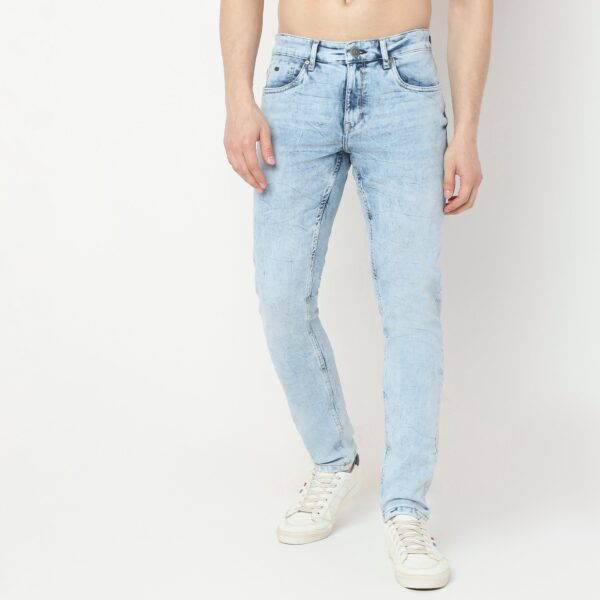 Skinny Fit Ice Washed Bleached Jeans - Image 2