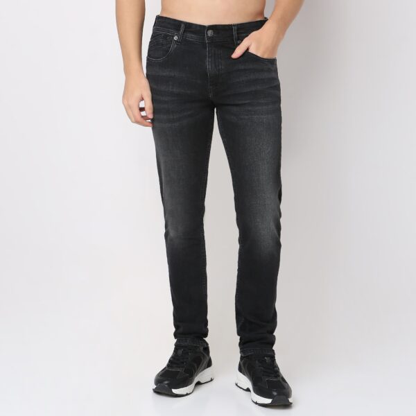 Union of Denim® - Original Black Denim Pre-Wash with Whiskers - Straight Fit Jeans with E-Fast Stretch - Image 2